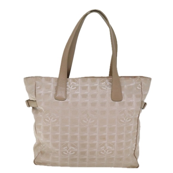 CHANEL New Travel Line Tote Bag Nylon Beige CC Auth th4946 - Picture 13 of 16